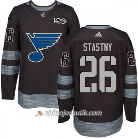 Män Ishockey St. Louis Blues Tröja Paul Stastny 26 1917-2017 100th Anniversary Adidas Svart Authentic